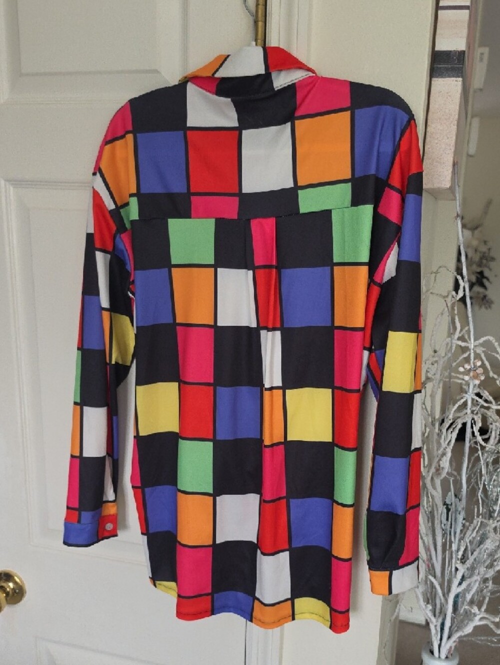 Color Block Button-Up Shirt in Bright Multi - Picture 3 of 3